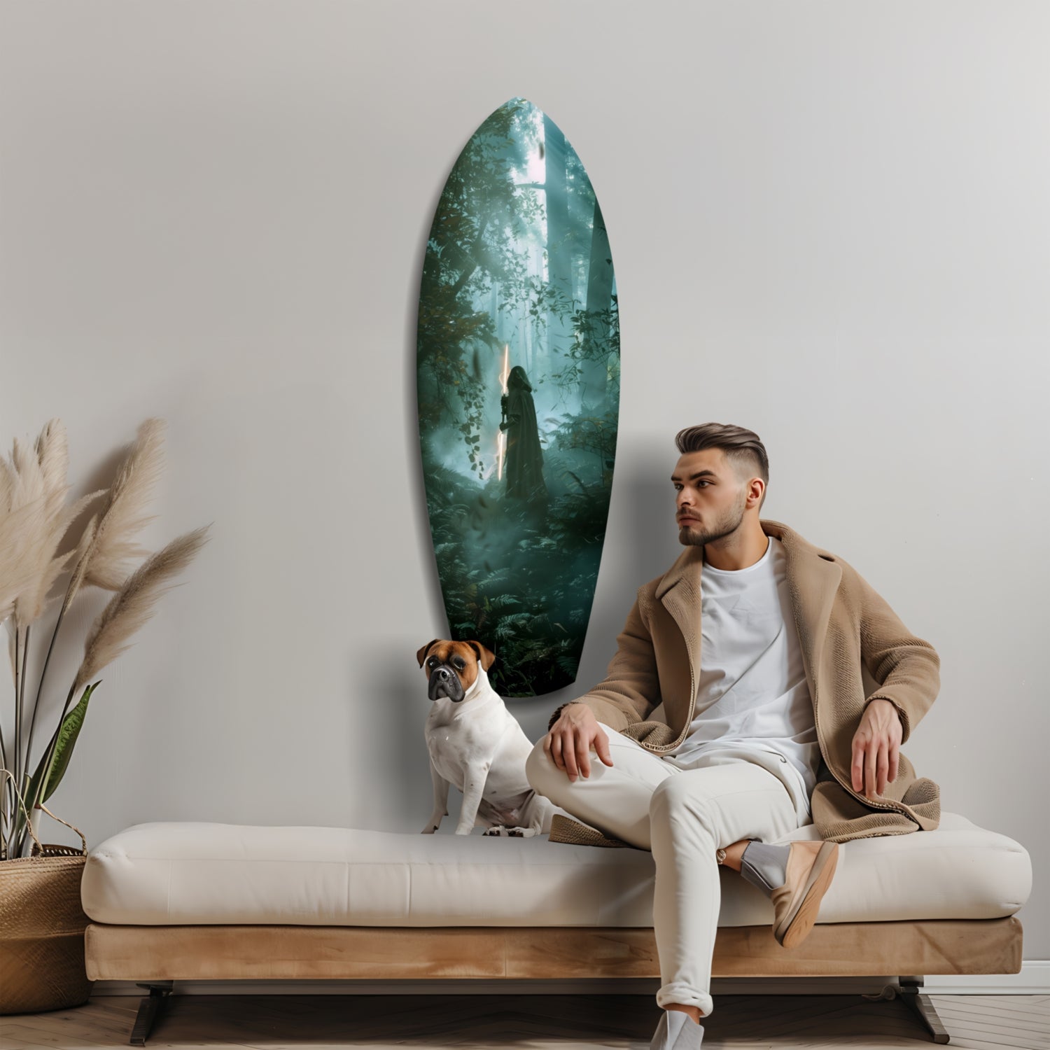 Light Saber in the Woods Glass Wall Art.