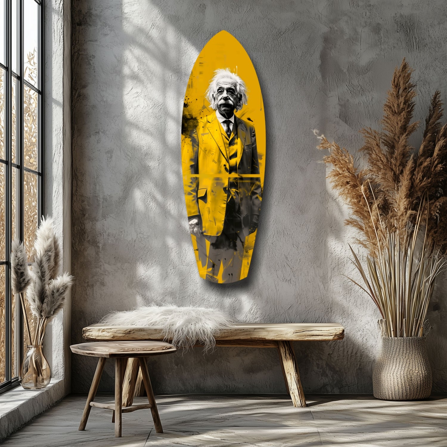 Einstein Posing Glass Wall Art.