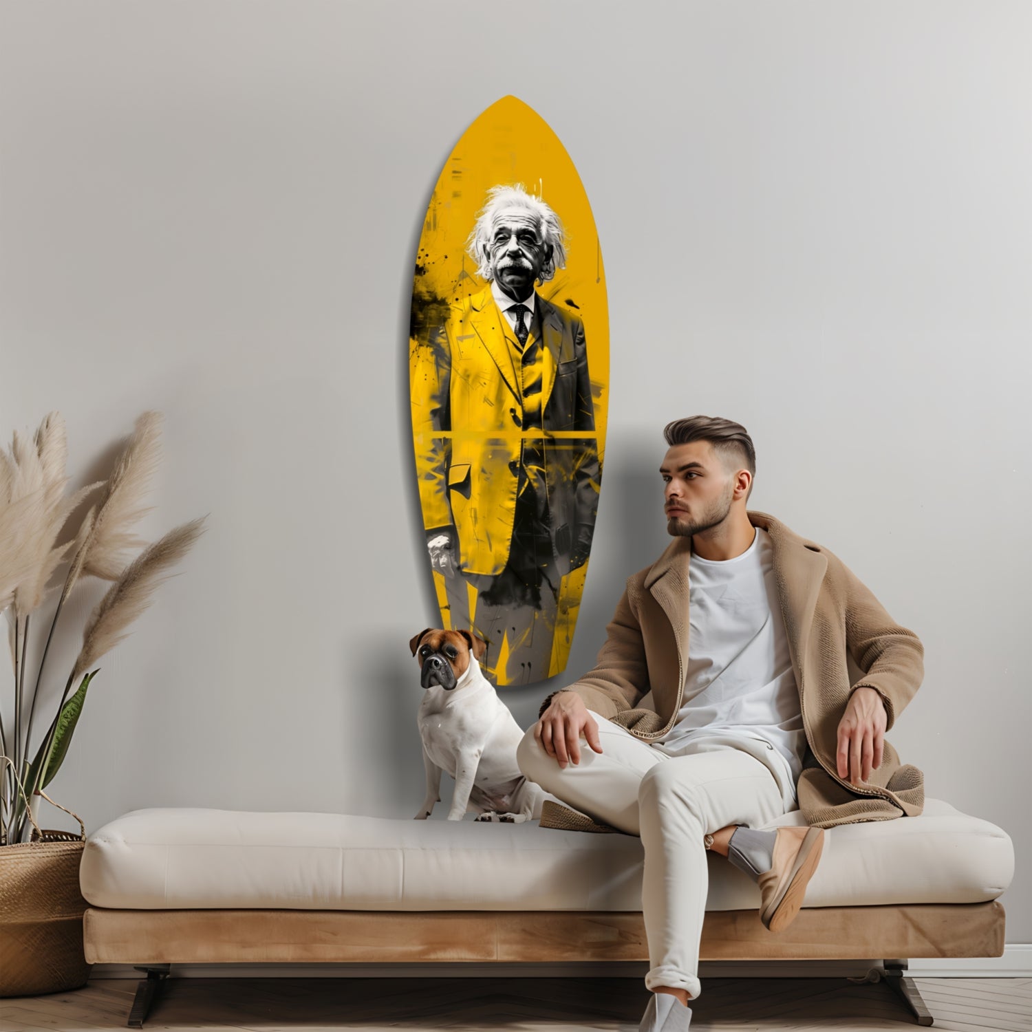 Einstein Posing Glass Wall Art.