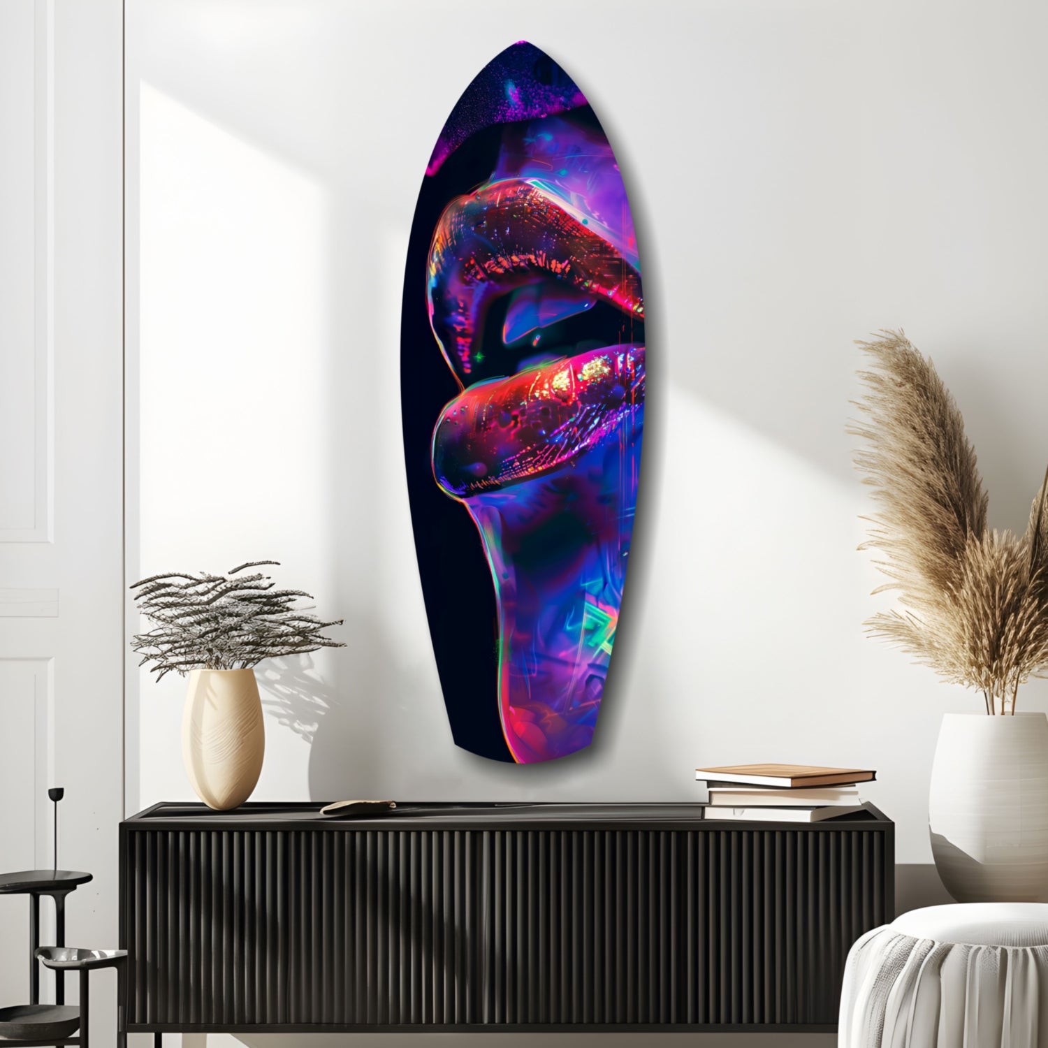 Colorful Lips V2 Glass Wall Art.
