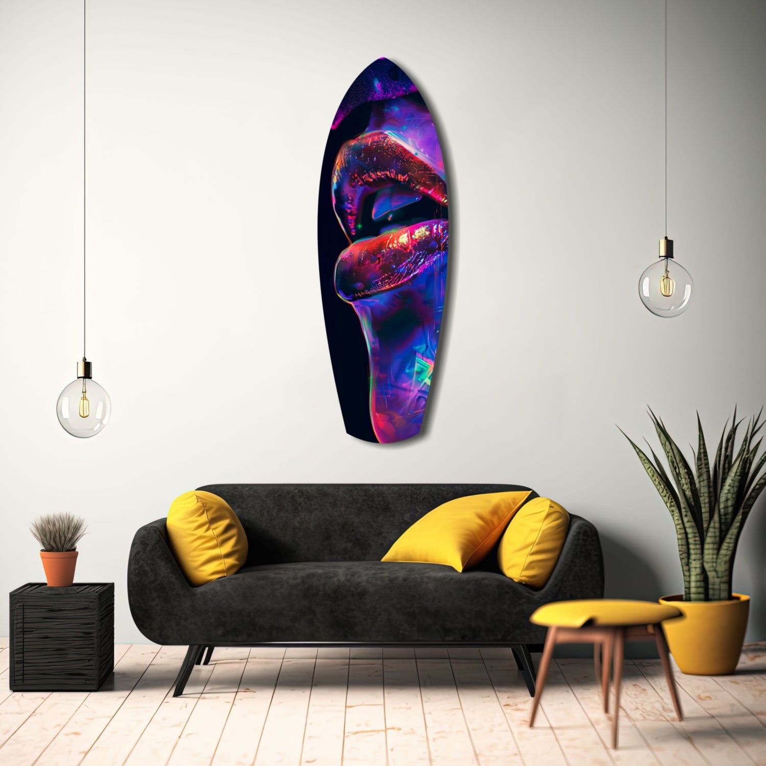 Colorful Lips V2 Glass Wall Art.