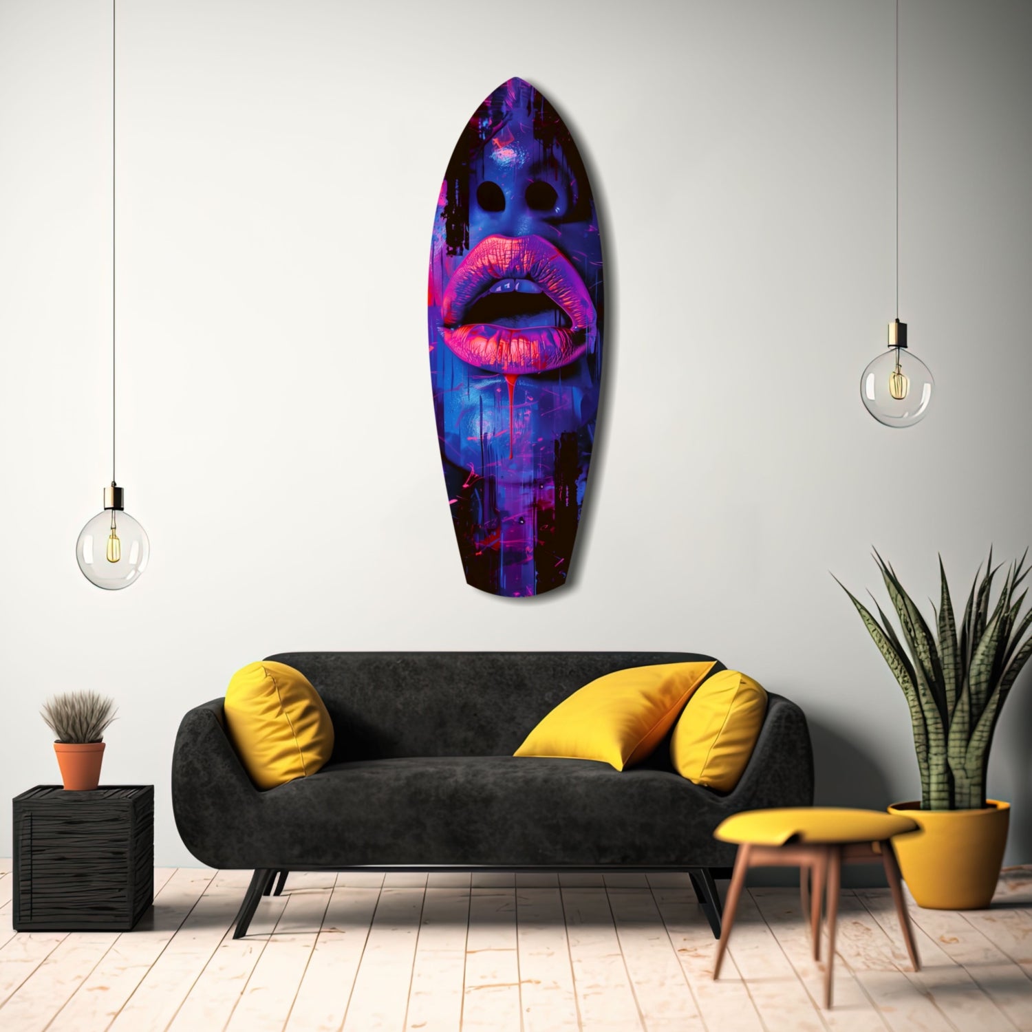 Colorful Lips V3 Glass Wall Art.