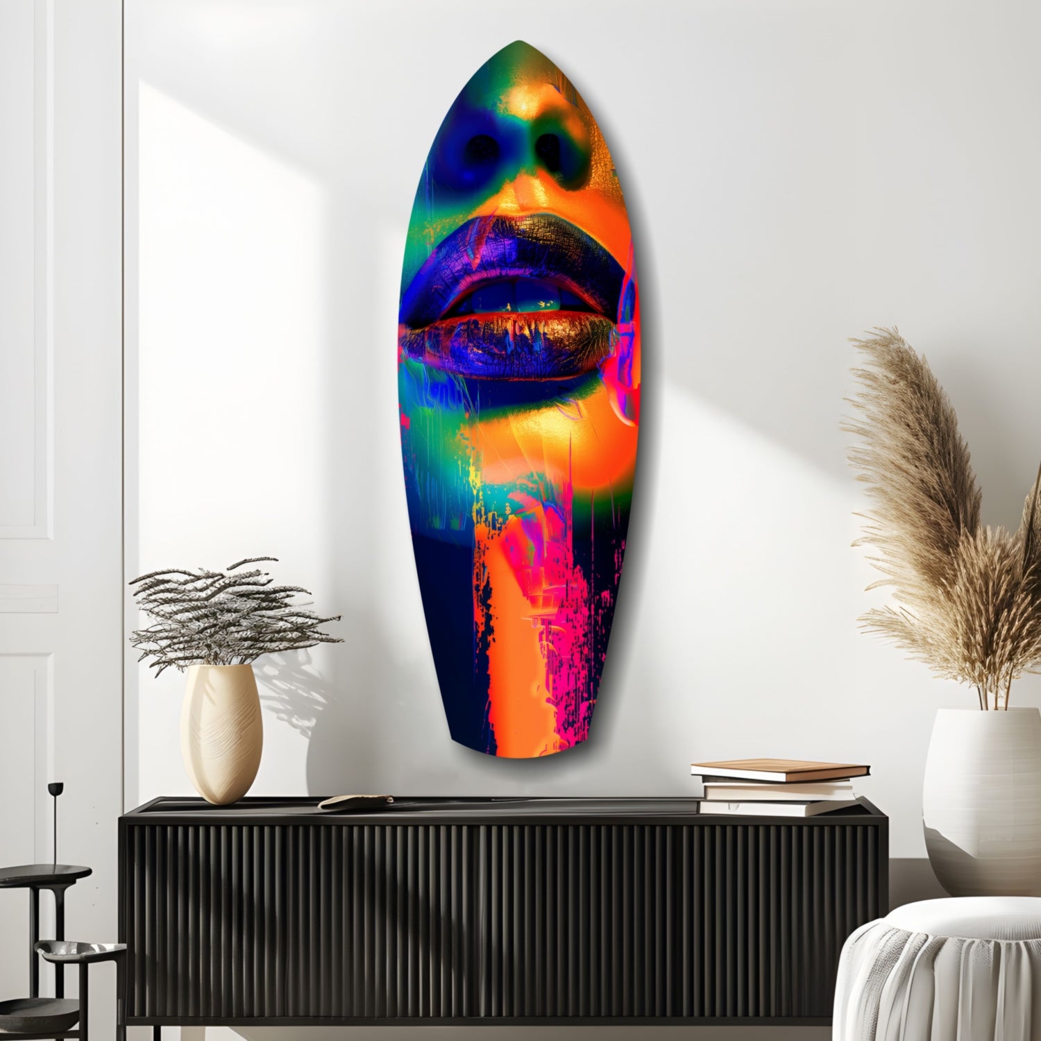 Colorful Lips V6 Glass Wall Art.