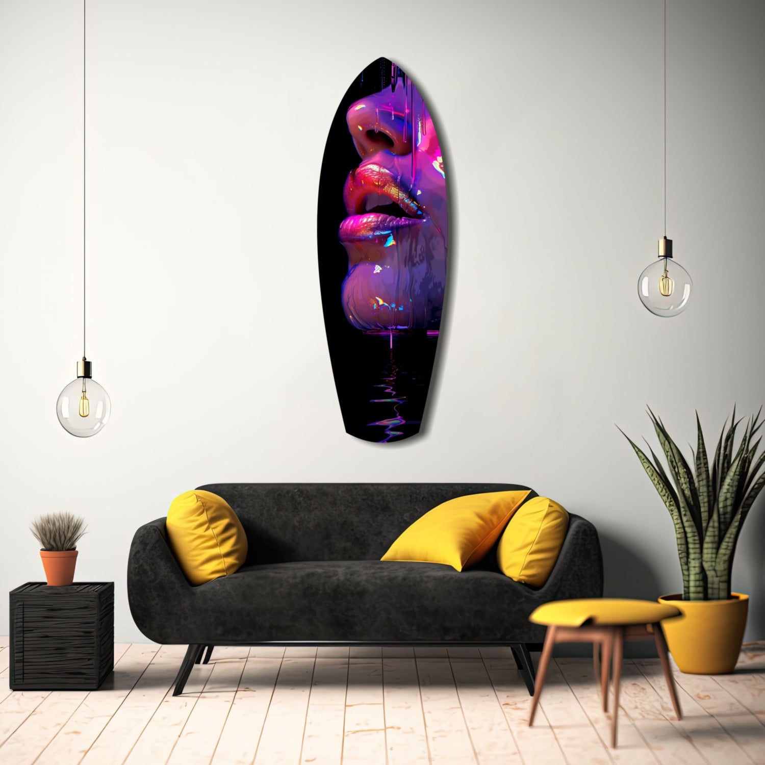 Colorful Lips V9 Glass Wall Art.