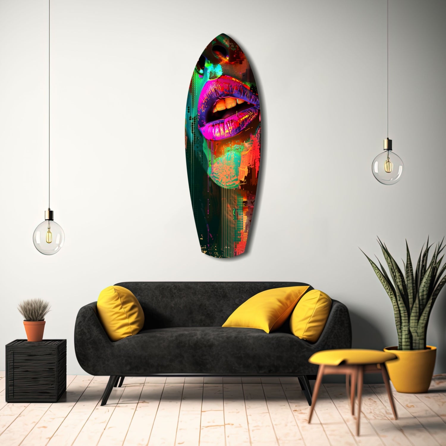Colorful Lips V11 Glass Wall Art.