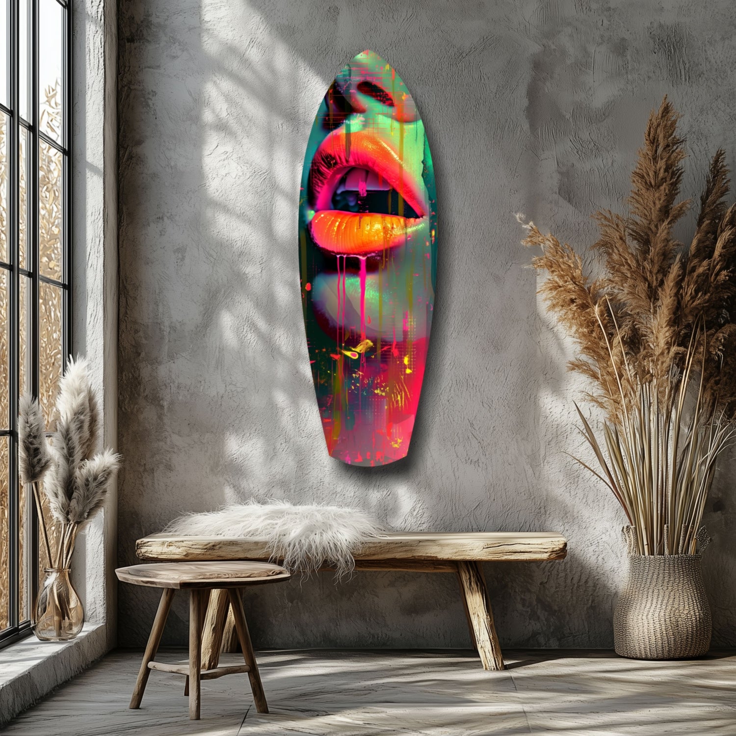 Colorful Lips V13 Glass Wall Art.
