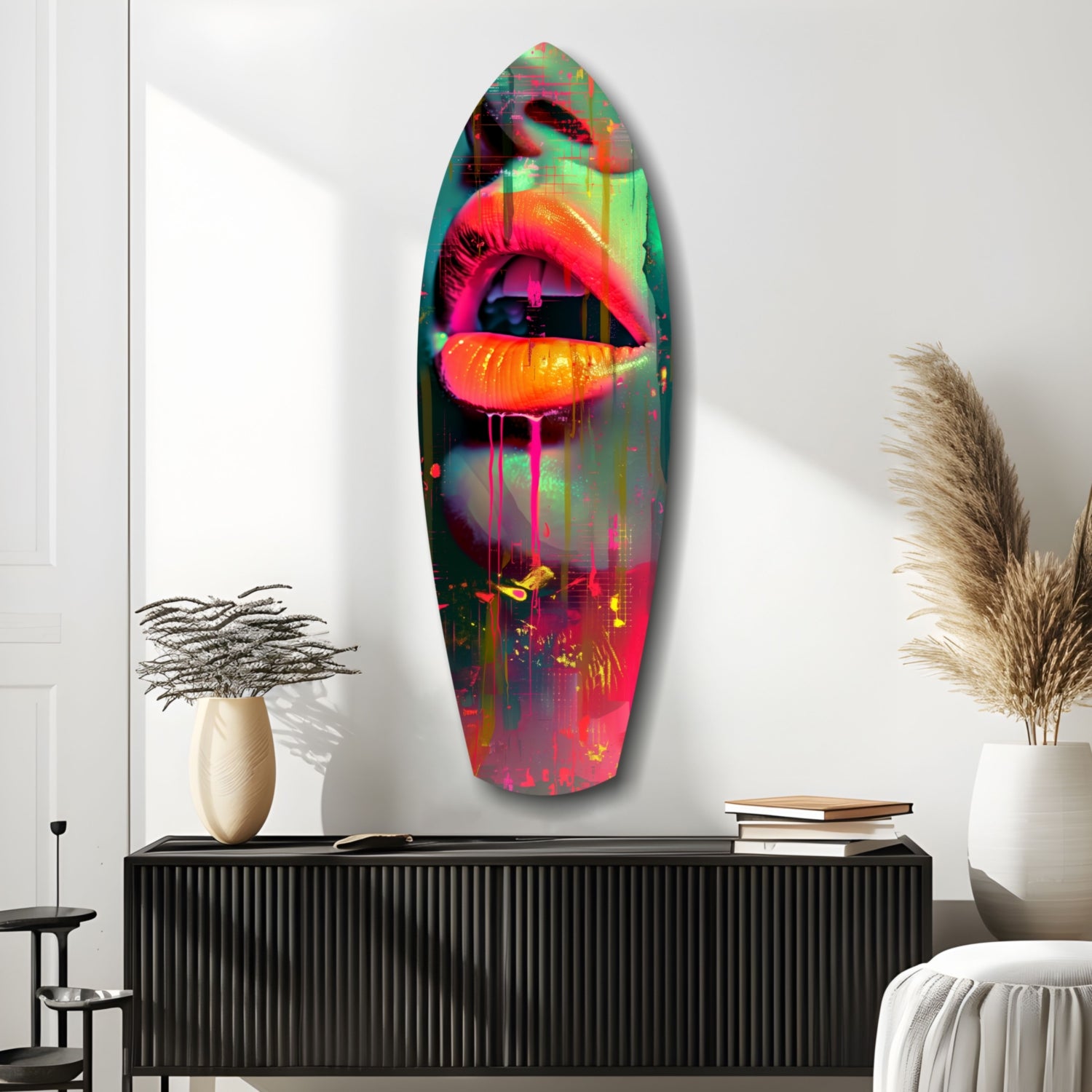 Colorful Lips V13 Glass Wall Art.
