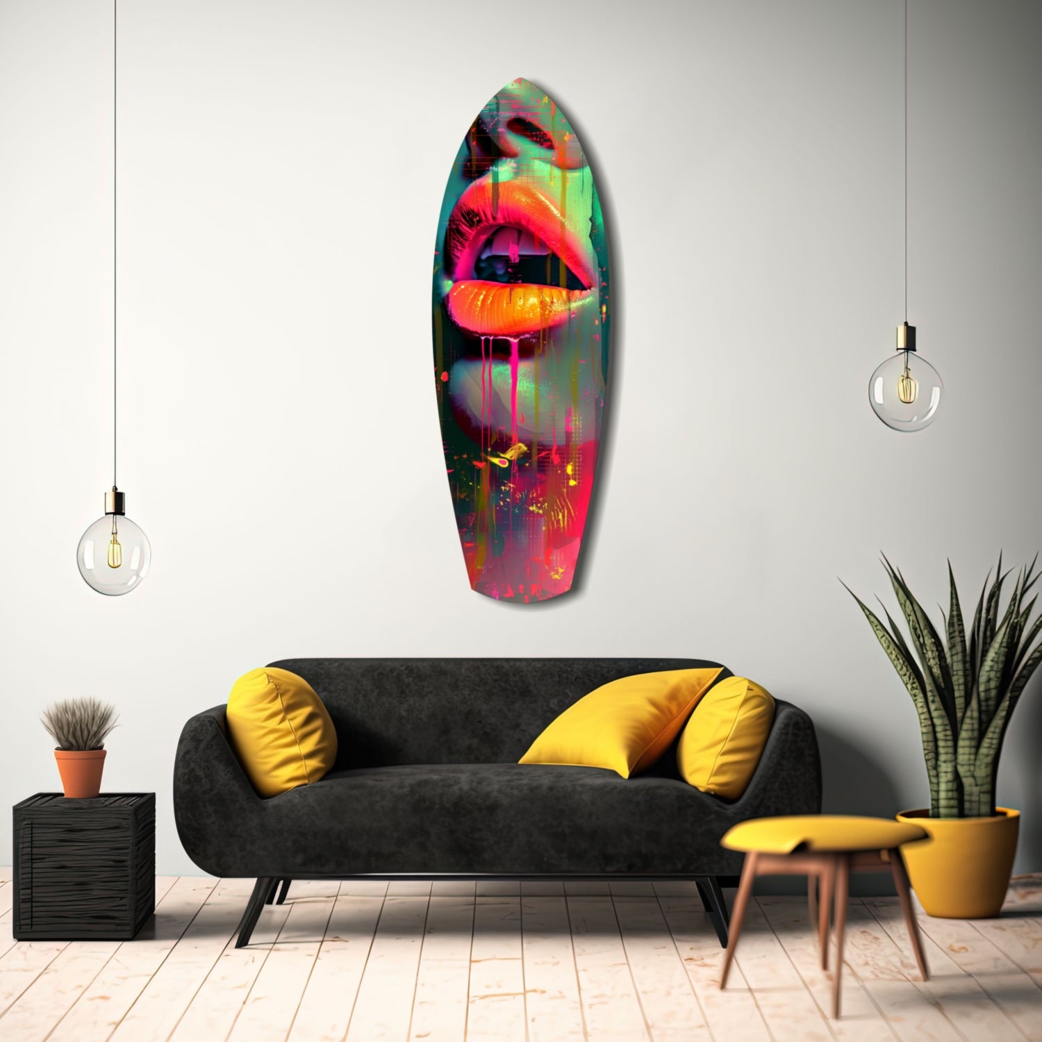 Colorful Lips V13 Glass Wall Art.