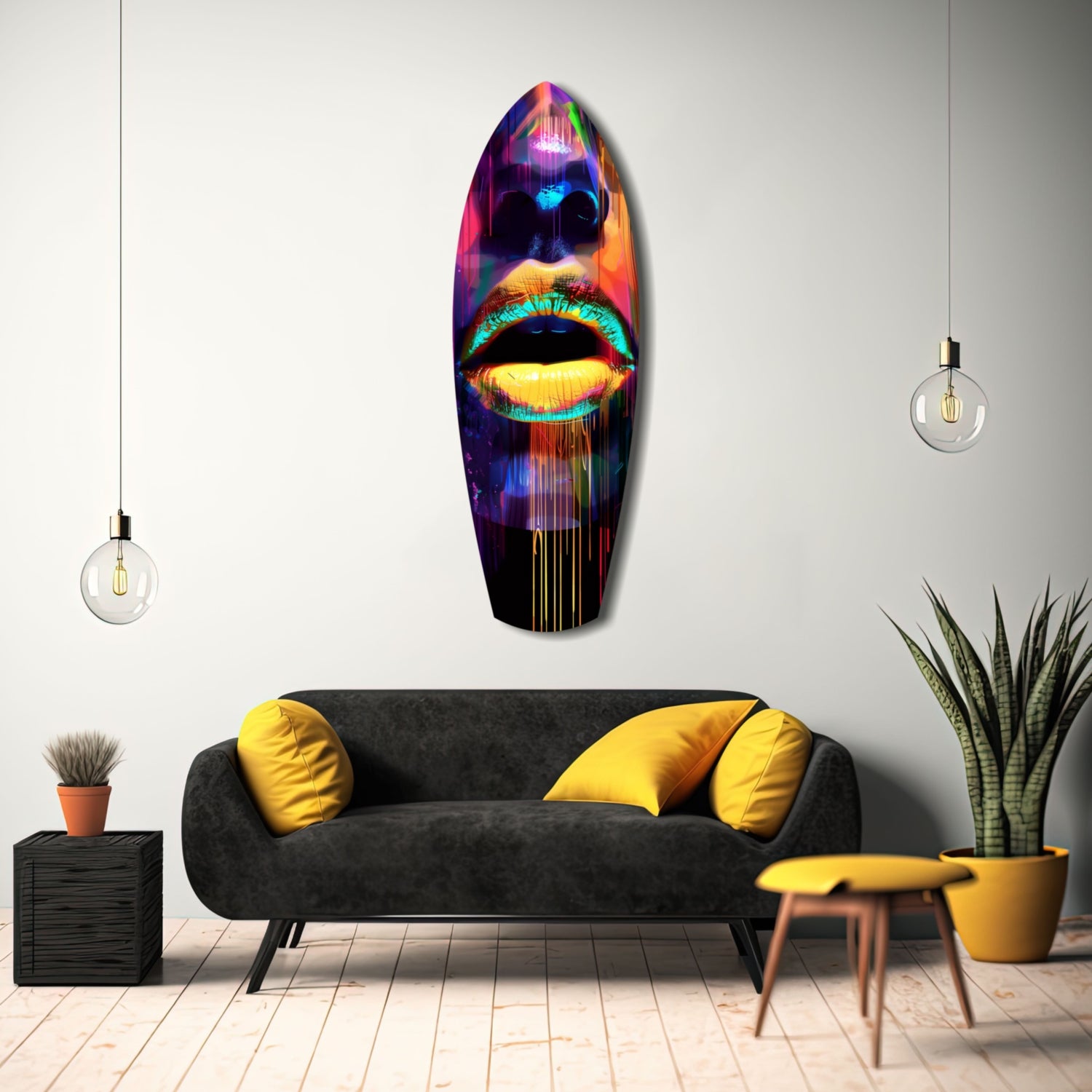 Colorful Lips V15 Glass Wall Art.