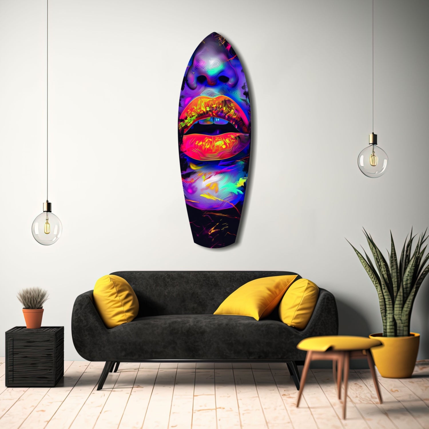 Colorful Lips V18 Glass Wall Art.