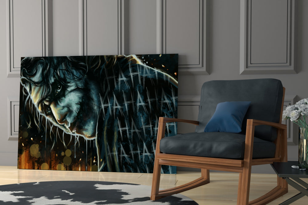 Cinematic artwork in a moody bedroom interior