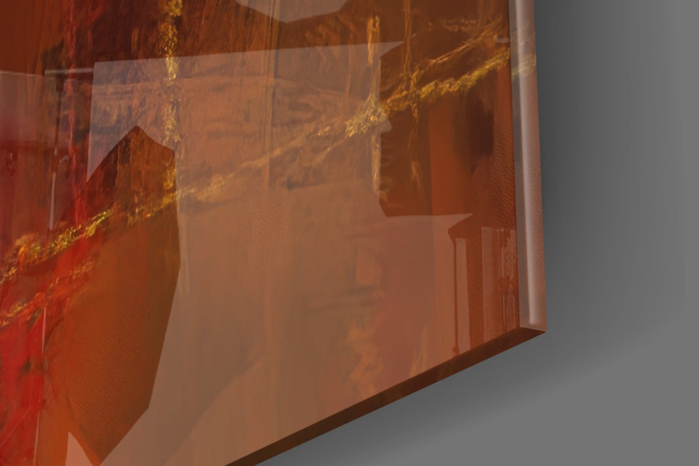 Joker Scarlet Grunge glass wall art catching light to reveal its painted grunge