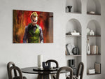 DC yatay panel against a moody dark-painted accent wall