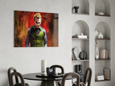 DC yatay panel against a moody dark-painted accent wall