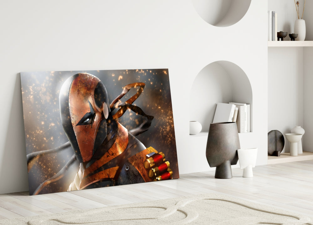 Deathstroke artwork styled in a creative loft interior