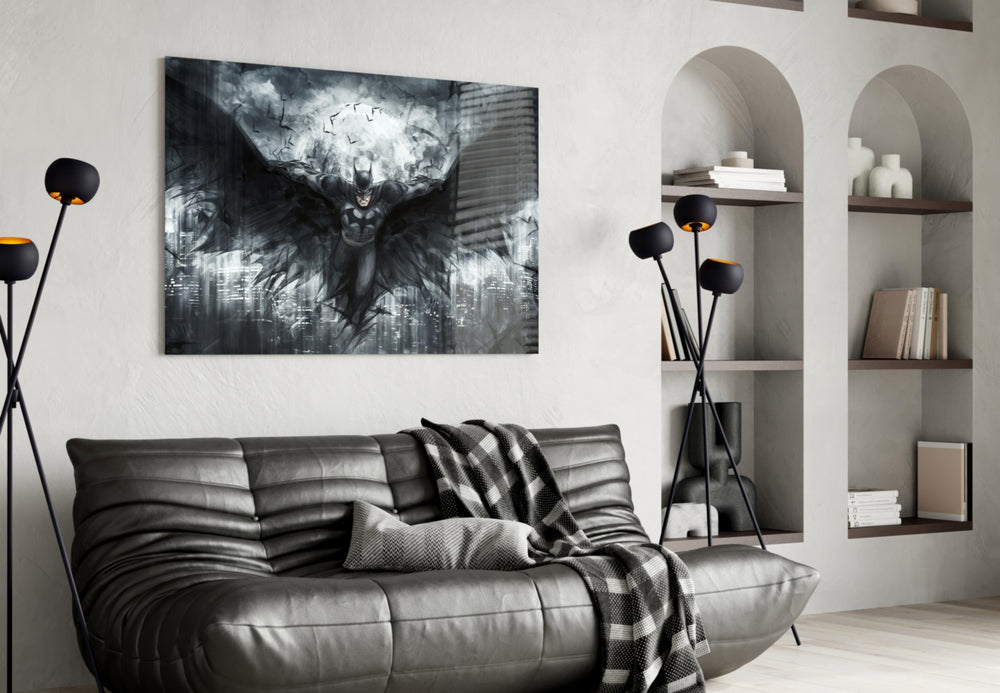 DC glass print bringing Gotham edge to a teen's bedroom