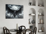 DC yatay panel against a moody dark-painted accent wall