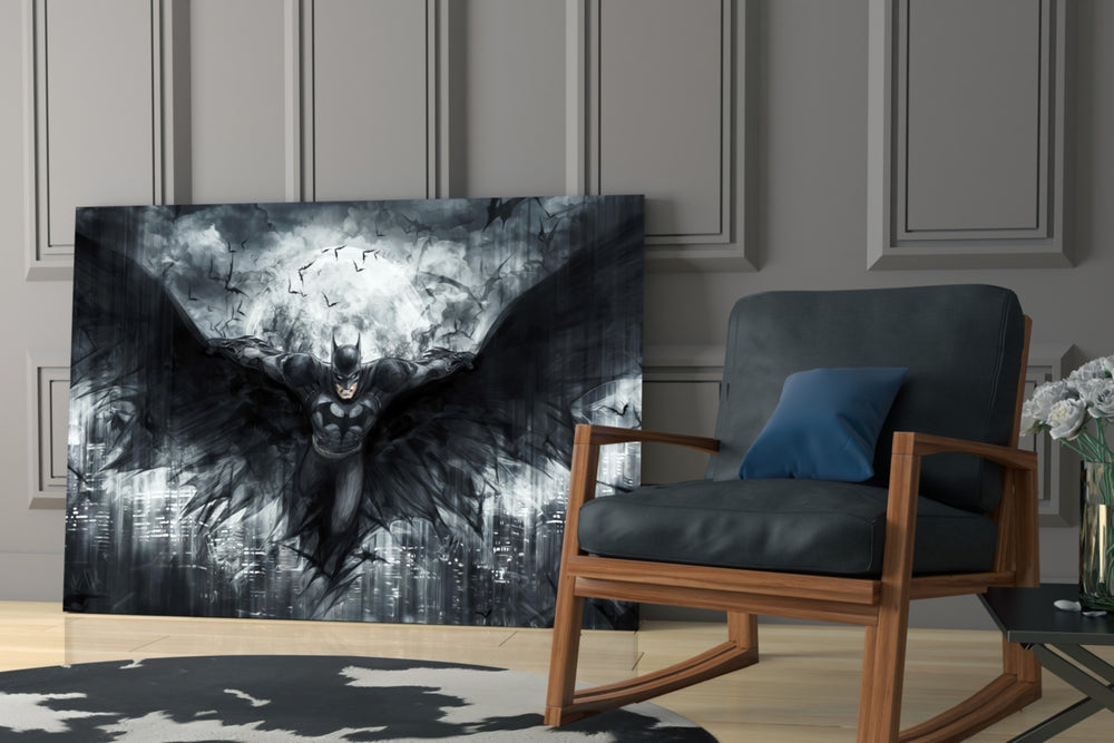 Cinematic artwork in a moody bedroom interior