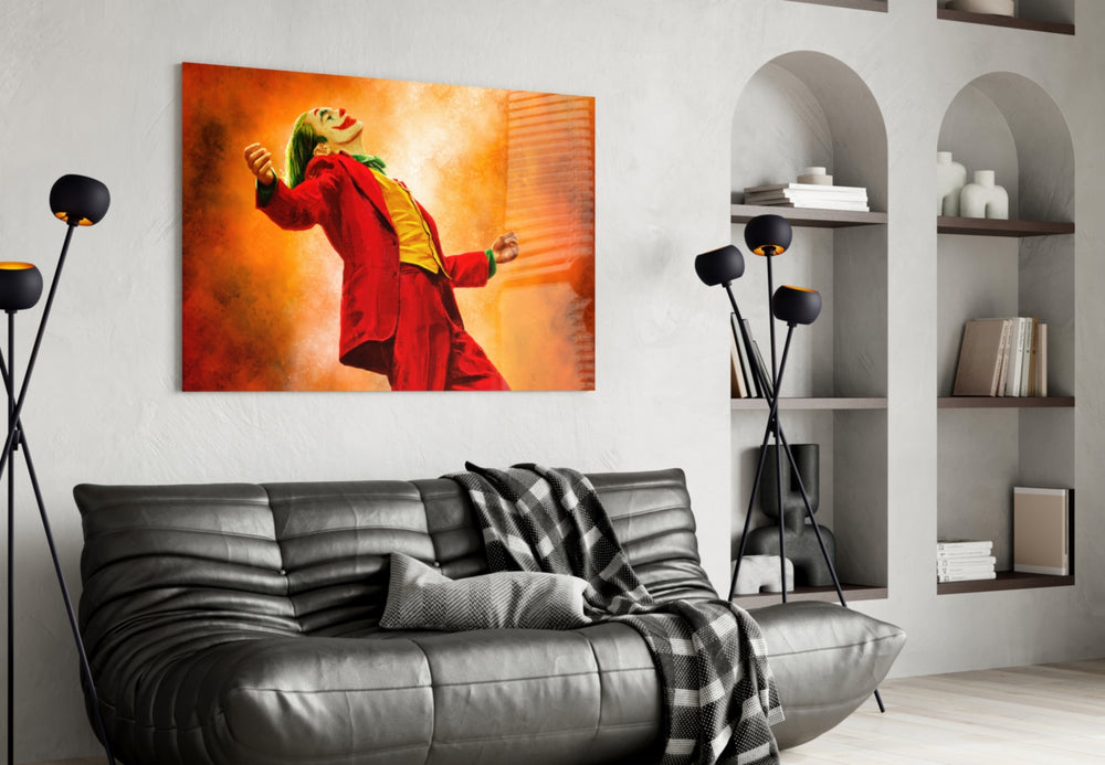 Joker Laugh artwork styled in a creative loft interior