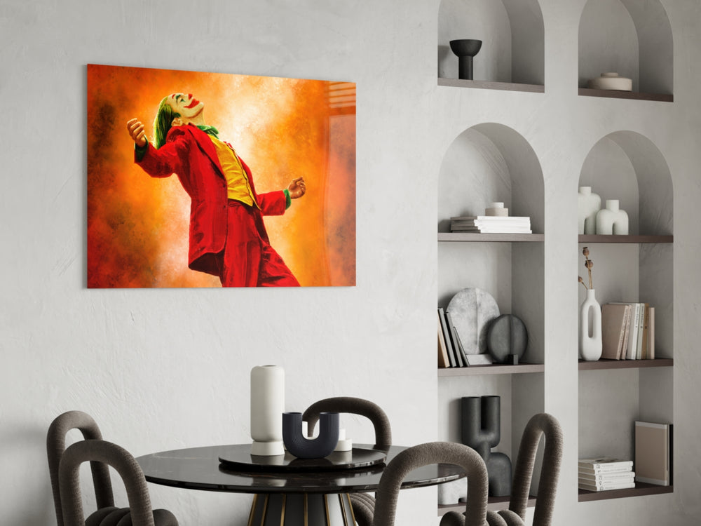 DC glass print bringing Joker-cinema edge to a teen's bedroom