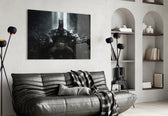 DC glass print bringing vigil edge to a teen's bedroom