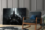 Cinematic artwork in a moody bedroom interior
