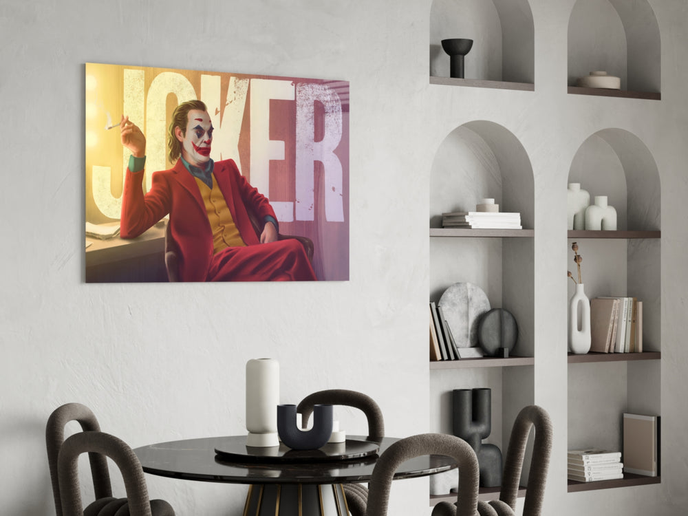 DC glass print bringing Joker-cinema edge to a teen's bedroom