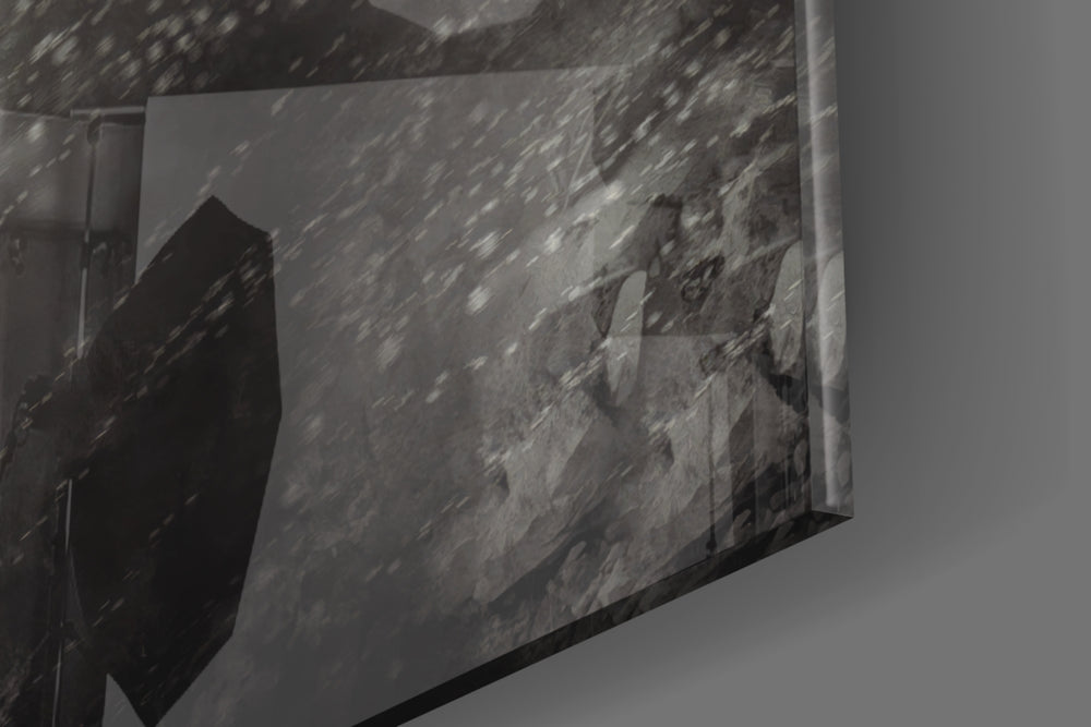 Kobe Bryant Storm glass wall art catching light to reveal its painted ash