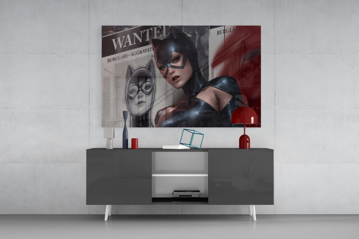 Cat Woman Glass Wall Art.