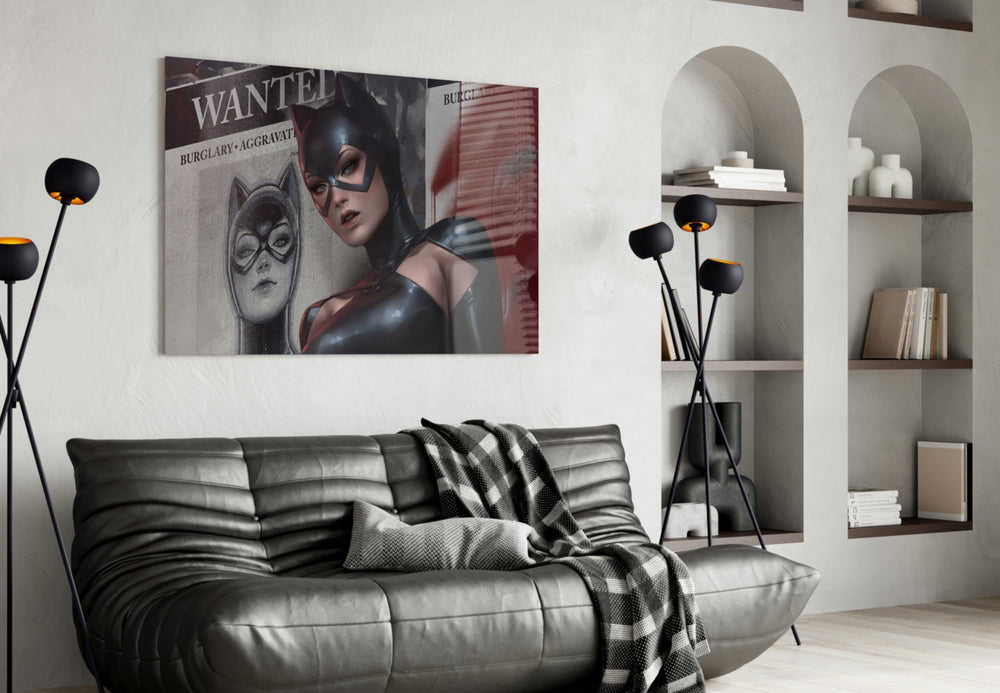 DC glass print bringing noir edge to a man cave