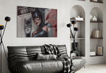 DC glass print bringing noir edge to a man cave