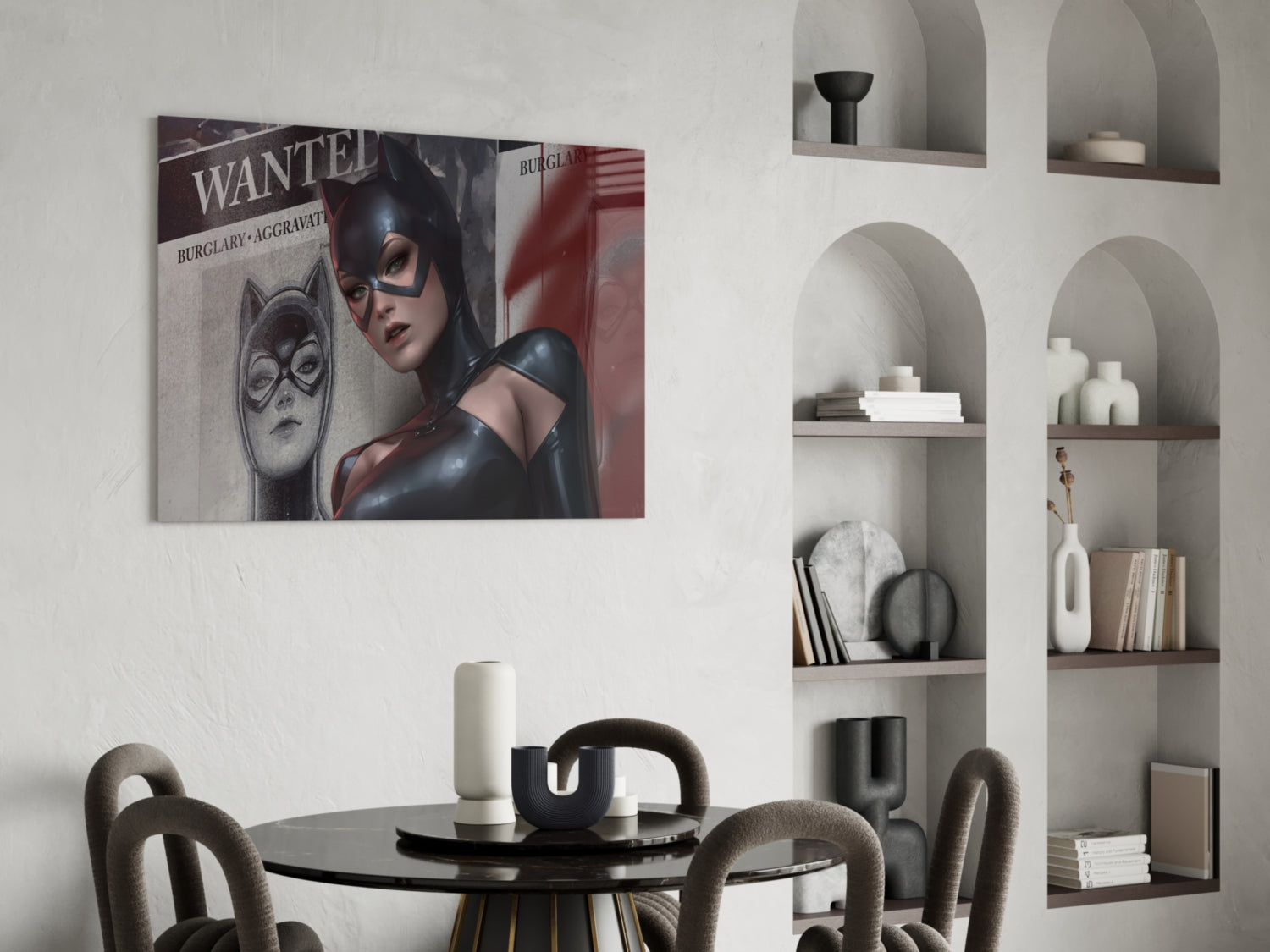 Cat Woman Glass Wall Art.