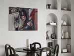 DC yatay panel against a moody dark-painted accent wall