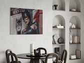 DC yatay panel against a moody dark-painted accent wall