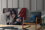 Cinematic artwork in a moody bedroom interior