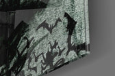 Batman Sketch glass wall art catching light to reveal its painted ink