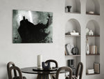 DC yatay panel against a moody dark-painted accent wall