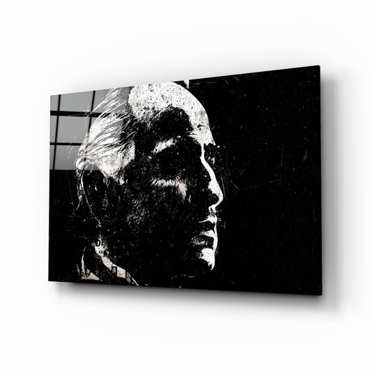 Godfather glass wall art in a modern home cinema