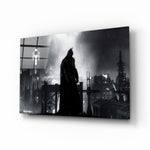DC noir tribute panel anchoring a man cave wall