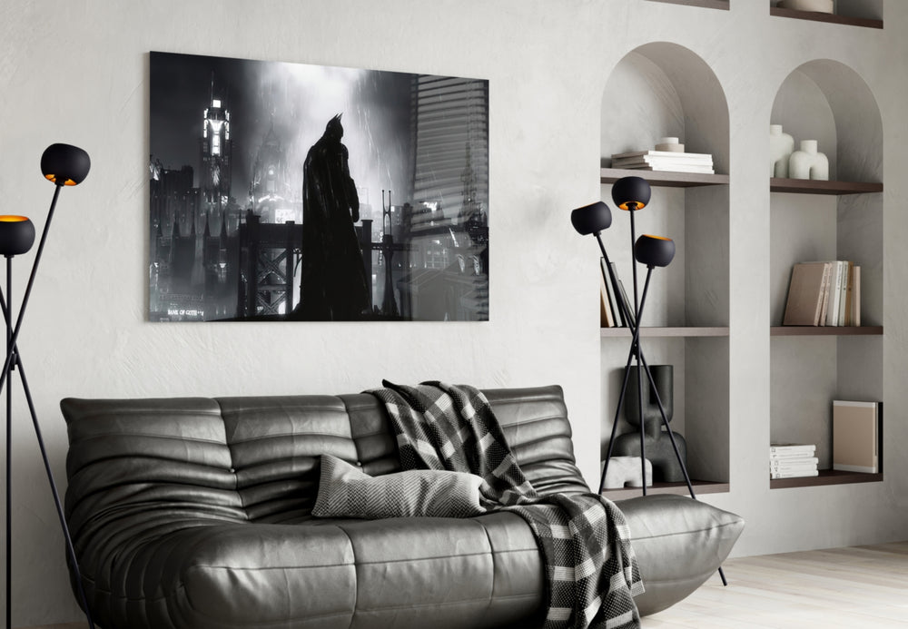 DC glass print bringing noir edge to a teen's bedroom