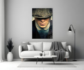 Tommy Shelby artwork styled in a creative loft interior