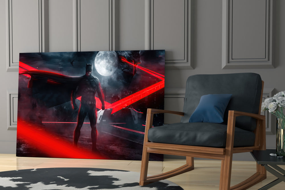 Cinematic artwork in a moody bedroom interior