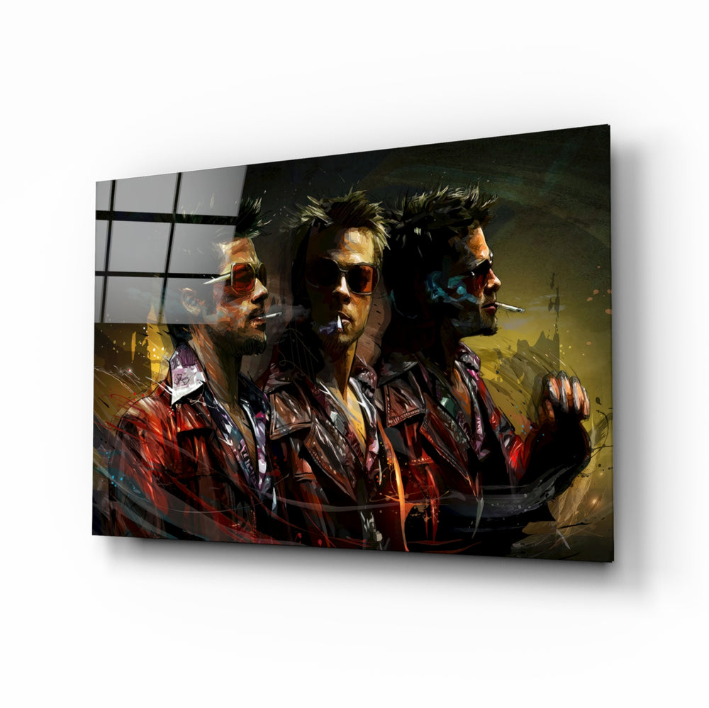 Cult-cinema tribute panel anchoring a man cave wall