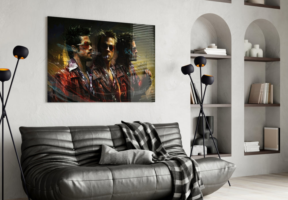 Cult-cinema glass print bringing Fight-Club edge to a teen's bedroom
