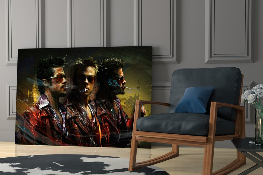 Cinematic artwork in a moody bedroom interior