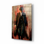 Period-drama tribute panel anchoring a man cave wall
