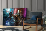 Cinematic artwork in a Star-Wars-leaning home interior