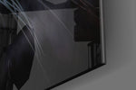 Anger of a Tiger Close-Up glass wall art catching light to reveal its painted whiskers