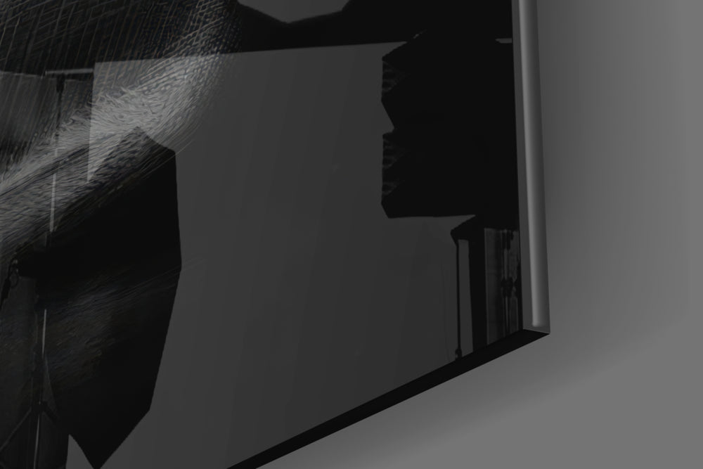Joker Happy Face glass wall art catching light to reveal its painted hatching
