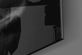 Joker Happy Face glass wall art catching light to reveal its painted hatching